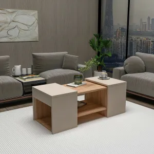 Súprava konferenčných stolíkov Sartos - Atlantic Pine, Beige