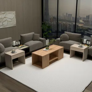 Súprava konferenčných stolíkov Sartos - Atlantic Pine, Beige