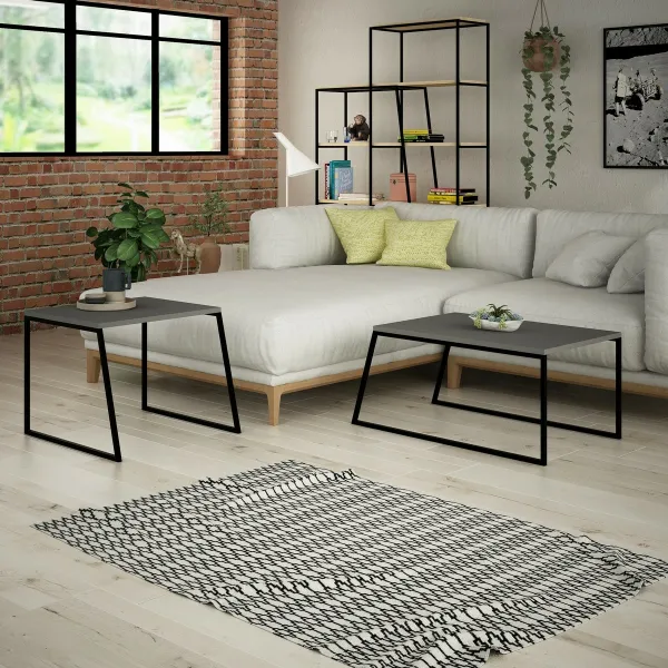 Súprava konferenčných stolíkov Orta Black aAnthracite, 2 ks