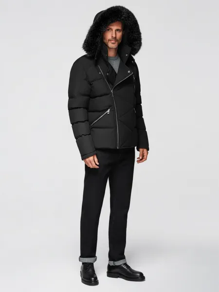 Pánska bunda s kapucňou OMBRE Jacket OM-JAHP-0252 V-1 black