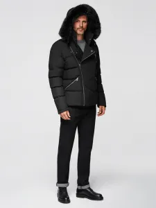 Pánska bunda s kapucňou OMBRE Jacket OM-JAHP-0252 V-1 black