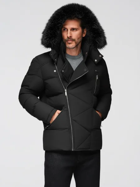 Pánska bunda s kapucňou OMBRE Jacket OM-JAHP-0252 V-1 black
