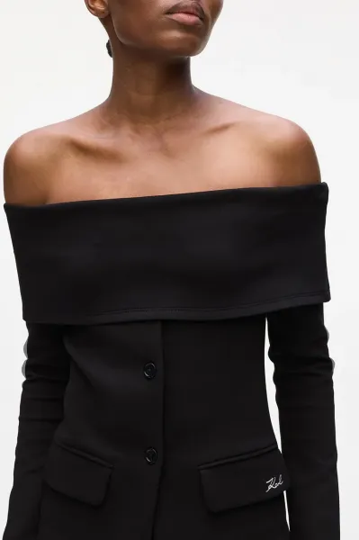 Top Karl Lagerfeld Off Shoulder Sweatshirt Black