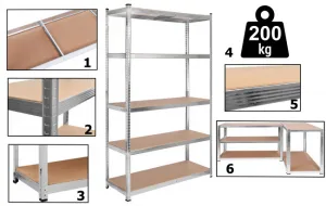 TZB Dílenský regál IRONHOLD 205x120 cm stříbrný