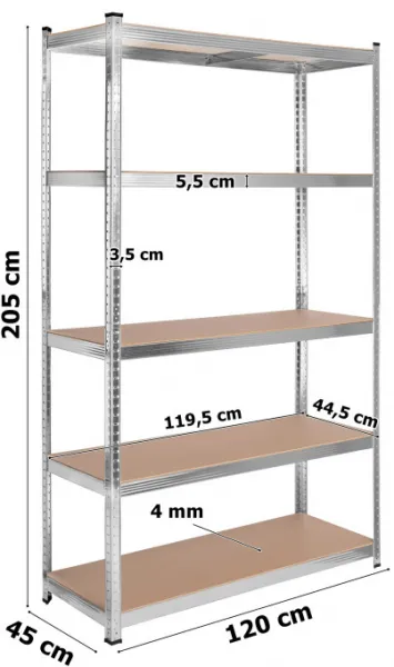 TZB Dílenský regál IRONHOLD 205x120 cm stříbrný