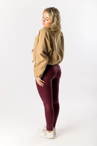 GoldBee Legíny Push-Up Pro Koženkové Bordo Barva: Bordo, Velikost: M