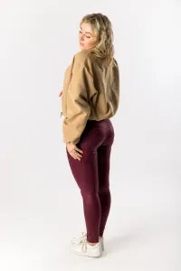 GoldBee Legíny Push-Up Pro Koženkové Bordo Barva: Bordo, Velikost: M