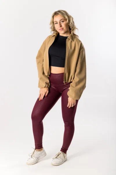 GoldBee Legíny Push-Up Pro Koženkové Bordo Barva: Bordo, Velikost: M