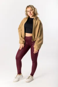 GoldBee Legíny Push-Up Pro Koženkové Bordo Barva: Bordo, Velikost: M