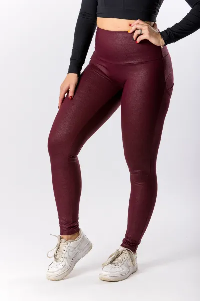 GoldBee Legíny Push-Up Pro Koženkové Bordo Barva: Bordo, Velikost: M