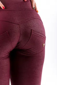 GoldBee Legíny Push-Up Pro Koženkové Bordo Barva: Bordo, Velikost: M