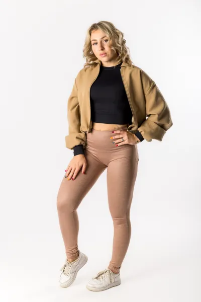 GoldBee Legíny Push-Up Pro Koženkové Nude Barva: Nude, Velikost: M
