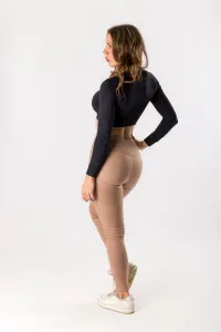 GoldBee Legíny Push-Up Koženkové Nude Barva: Nude, Velikost: M