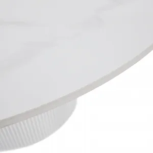 Konferenčný stolík, biely mramor/MDF, priemer 80 cm, MAHIR TYP 1