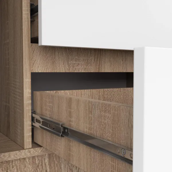 Ak furniture Komoda Kryštof 140 cm 2 skrinky a 4 zásuvky dub sonoma/biela