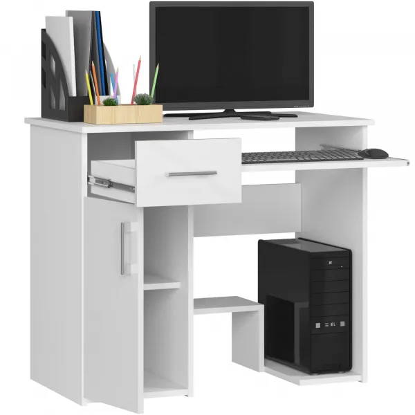 Ak furniture Volně stojící psací stůl Jay 90 cm bílý lesk
