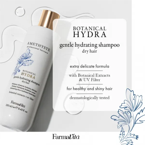 FarmaVita Amethyste Botanical Hydra hydratačný šampón pre šetrné umývanie s UV filtrom 250 ml