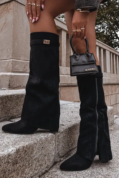 Boto Eko Velúrové Čižmy Blokový Opätok Na Zips Zateplené Ohnutý Svršok Béžové Evyra