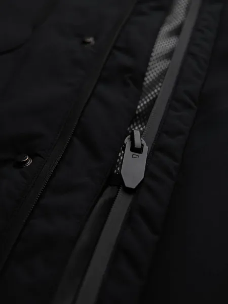 Ombre Men's winter jacket with detachable hood in waterproof material - black