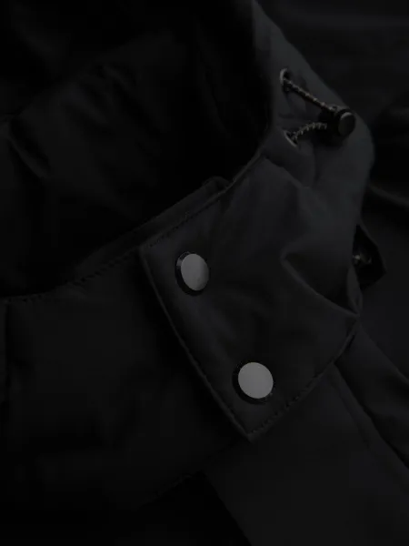 Ombre Men's winter jacket with detachable hood in waterproof material - black
