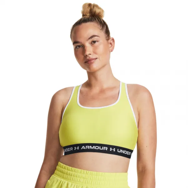 Dámska tréningová športová podprsenka UNDER ARMOUR UA Crossback Mid Bra-YLW
