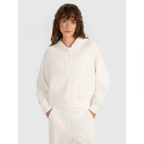 Dámska mikina so zipsom 4F SWEATSHIRT F1835-WAW25TSWSF1835-11S-OFF WHITE