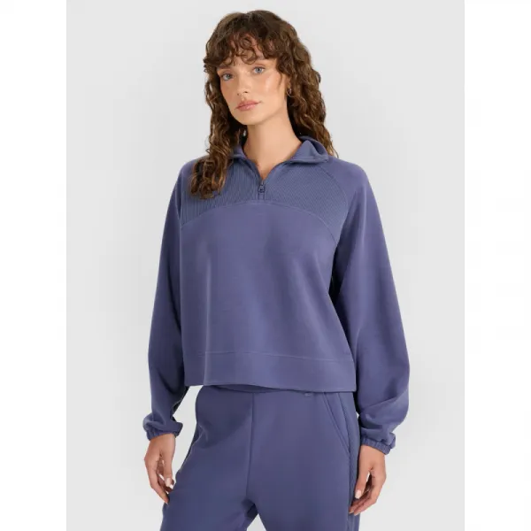 Dámska mikina s 1 2 zipsom 4F SWEATSHIRT F1836-WAW25TSWSF1836-32S-DENIM
