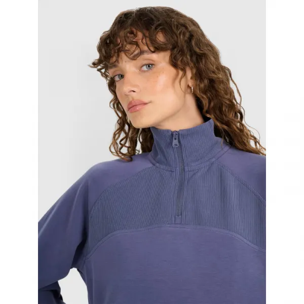 Dámska mikina s 1 2 zipsom 4F SWEATSHIRT F1836-WAW25TSWSF1836-32S-DENIM