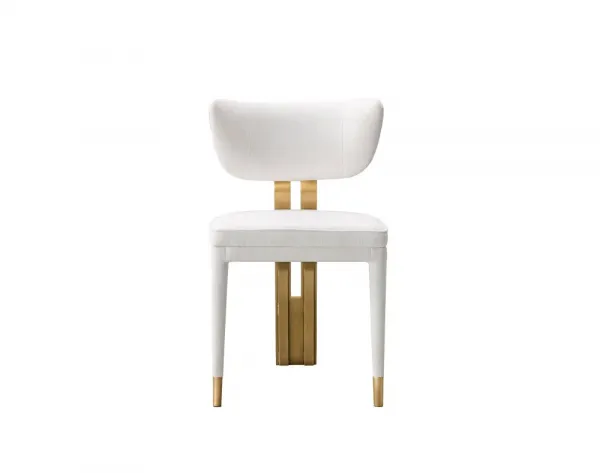 LivinHill Designová čalouněná jídelní židle Modig zlatá/bílá