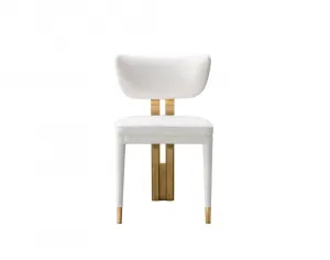 LivinHill Designová čalouněná jídelní židle Modig zlatá/bílá