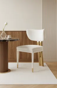 LivinHill Designová čalouněná jídelní židle Modig zlatá/bílá