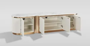 LivinHill TV stolek Stilig ST916 200 cm mramor/ecru/zlatý