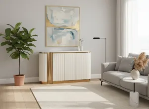 LivinHill Komoda Stilig ST917 158 cm ecru/zlatá/mramor