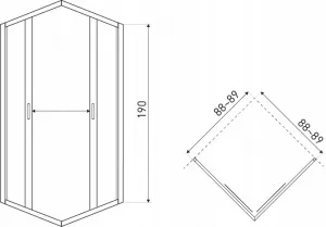 KERRA - Sprchová kabína Tiara Square 90x90 štvorcová (čierna) 5907548109392