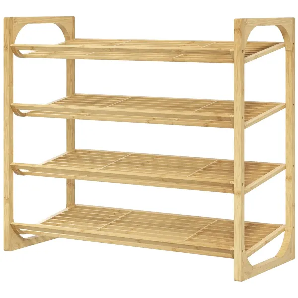 HOMCOM Bambusový botník, 4 patra