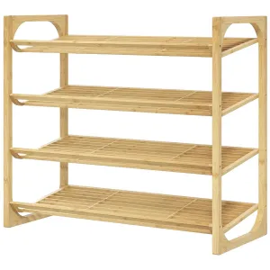 HOMCOM Bambusový botník, 4 patra