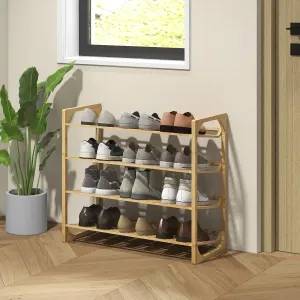 HOMCOM Bambusový botník, 4 patra