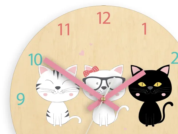 ModernClock Detské nástenné hodiny Ami Koťatá 30 cm viacfarebné