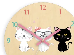 ModernClock Detské nástenné hodiny Ami Koťatá 30 cm viacfarebné