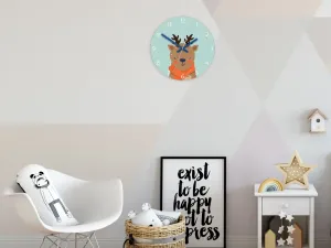 ModernClock Detské nástenné hodiny Jelen 30 cm viacfarebné