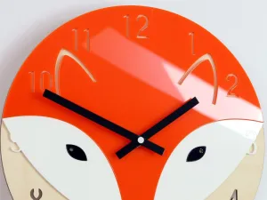 ModernClock Detské nástenné hodiny Liška 30 cm oranžové