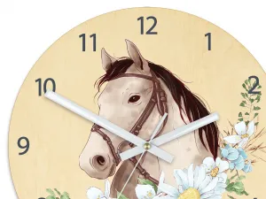ModernClock Detské nástenné hodiny Ami Kôň biely 30 cm viacfarebné