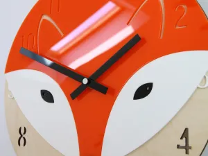 ModernClock Detské nástenné hodiny Liška 30 cm oranžové