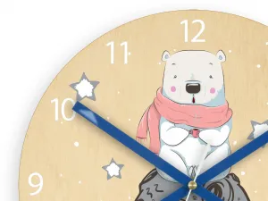 ModernClock Detské nástenné hodiny Ami Ľadový medveď 30 cm viacfarebné