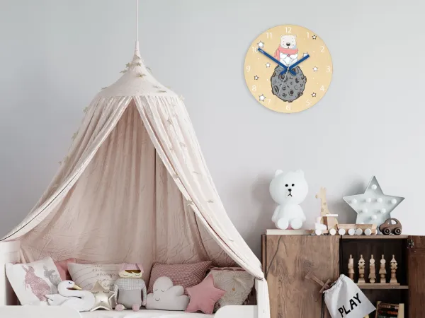 ModernClock Detské nástenné hodiny Ami Ľadový medveď 30 cm viacfarebné