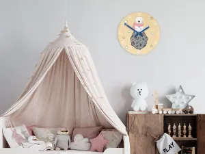 ModernClock Detské nástenné hodiny Ami Ľadový medveď 30 cm viacfarebné