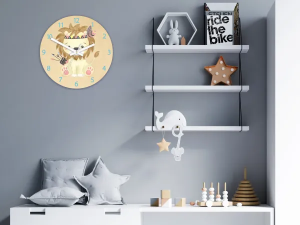 ModernClock Detské nástenné hodiny Ami Lev indián 30 cm viacfarebné