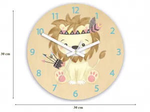 ModernClock Detské nástenné hodiny Ami Lev indián 30 cm viacfarebné