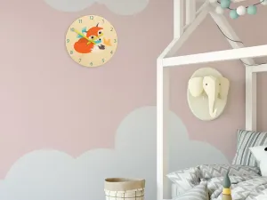 ModernClock Detské nástenné hodiny Ami Liška 30 cm viacfarebné