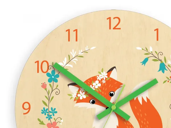 ModernClock Detské nástenné hodiny Ami Líška s kvetmi 30 cm viacfarebné